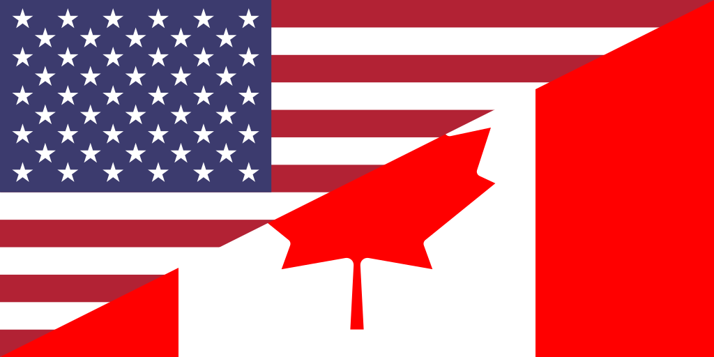 Canada And Usa Flag