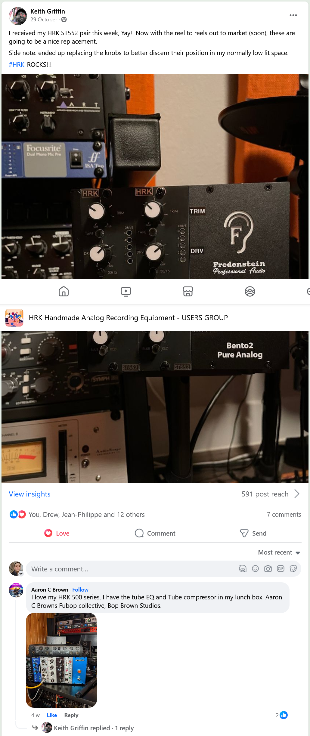 Screenshot 2023 12 01 At 08 14 57 3 Hrk Handmade Analog Recording Equipment Users Group I Received My Hrk St552 Pair This Week Yay Facebook
